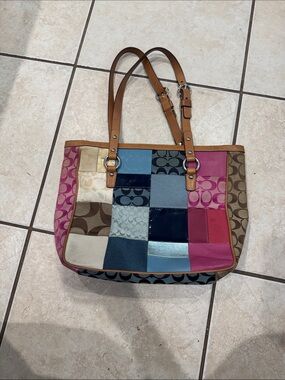 Coach Patchwork Signature Tote Rare Multicolor Y2K Bag